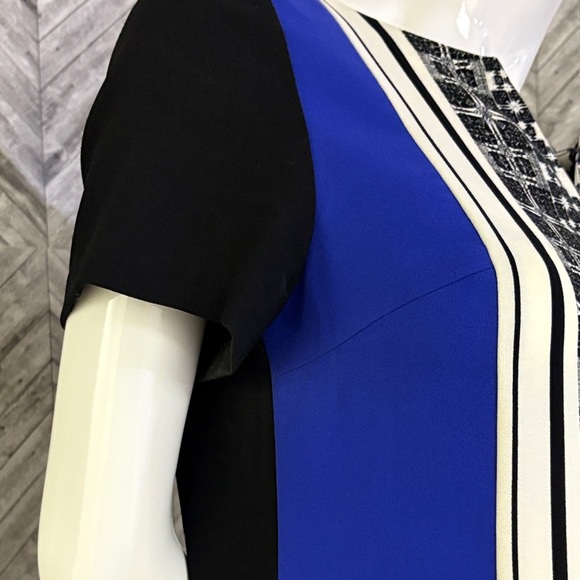 Ivanka Trump Black, white Blue Geometric mini dress, v-neck tunic size 6 - Picture 4 of 9
